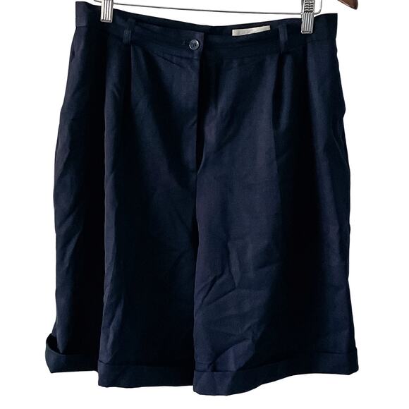 Vintage Pants - Lord & Taylor vintage 100% wool navy blue high waist dress shorts size M/10